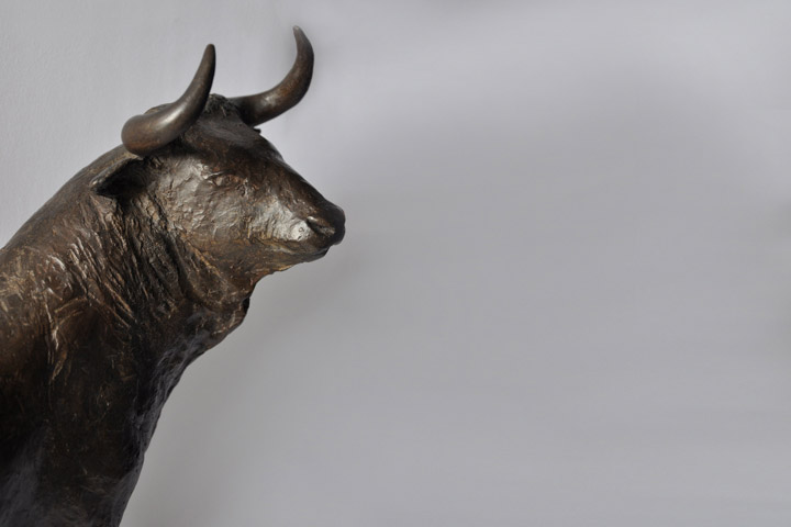 Chloe desrousseaux, Taureau, Sculpture Bronze, masculin femme, animus femme, taureau sourire, force femme, taureau sauvage, taureau force, taure