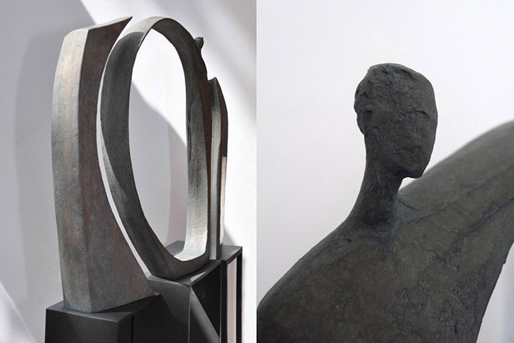 Equilibre, sculpture equlibre, Sculpture Bronze, sculpture acier, sculpture laiton, centre de gravite, trouver centre de gravite, juste place